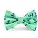 Teal Anchors Dog Bow Tie - Turquoise Mint Aqua Blue Green Seafoam Nautical Navy Anchor Dog and Cat Bow Tie