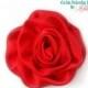 Red Rolled Satin Rose 3" Flower Hair Clip, Christmas / Valentine's Day Hair Accessories, Bridesmaids / Flower Girl Flowers