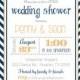 Chevron Wedding Shower Invitation-Couples, Coed, Bridal, Rehearsal, Navy Orange