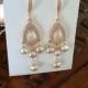 Bridal Pearl Earrings, Gold or Silver Chandelier Dangle Earrings, Wedding Jewelry, Bridesmaid Gift