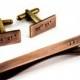 Personalised Cuff Links, Tie Bar, Groomsmens Gift, Men's Accessories Gift, Copper