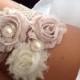 Taupe Wedding Garter - Country Western Garter Set - Taupe Bridal Garter Set - Ivory Garter, Shabby Chic Garters