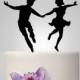 Funny wedding cake topper, lindy-hop dancer silhouette, groom and bride silhouette cake topper, personalize cake topper