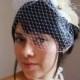 Bridal peacock comb or clip veil hair fascinator and detachable French Russian netting birdcage veil - JULIAN SET