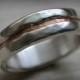 mens wedding band - rustic fine silver and copper ring - handmade artisan designed wedding or engagement band - customized