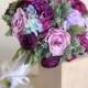 Silk Bridal Bouquet Purple Roses Succulents Rustic Chic Wedding NEW 2014 Design by Morgann Hill Designs - New