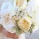 White Cream Roses Peonies Wildflowers Bride Bouquet