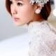 Exquisite Bridal Pearl & Acrylic Headdress with Earrings
