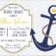 Nautical Bridal Shower Invitation - Anchor Bridal Shower Invite - Yellow Navy Chevron Nautical Wedding Shower Invitation - 1200 PRINTABLE
