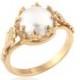 14k Gold Freshwater Cultured Pearl Engagement Ring, Unique Engagement Ring