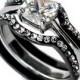 cz ring, cz wedding ring, cz engagement ring, wedding ring set, ring set, cz wedding set cushion cubic zirconia size 5 6 7 8 9 10-MC113431T