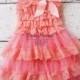 Flower girl dresses - coral flower girl dress-  lace Flower girl dress- coral lace girls dress- lace girls dress- Baby Dress- toddler dress