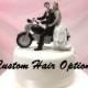 Wedding Cake Topper - Personalized Motorcycle Couple - Bride and Groom Wedding Cake Topper - Biker Theme Wedding -  Motorcycle Cake Topper