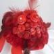 Red Bridal Button Bouquet Chinese wedding Romantic Auspicious Passionate