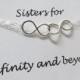 WEEKEND SALE Sisters Infinity Bracelet & Card SET, Double Infinity, Sister Gift, Figure Eight, Bridesmaids Party, Bridal Jewelry, Friendship