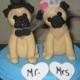 Custom Made Pug Wedding Cake Toppers /Bride and Groom/ Pug Dogs/ Dog Wedding/ polymer clay topper/ Custom made for you can be personalized