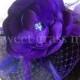Regal Purple Satin Flower Feather Fascinator Hat  "Lady Fleur in Violet"
