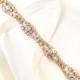 Gold Rhinestone Ribbon Bridal Headband - White or Ivory Satin - Gold and Crystal - Wedding Skinny Belt
