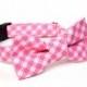 Wedding Dog Collar -  Pink Bow Tie Dog Collar - Plaid Tartan Bowtie - Farmgirl