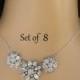 Set of 8, Crystal Necklace, Bridesmaid necklace, bridesmaid jewelry, Statement Necklace, Clear Crystal, Rhinestone necklace, Bride necklace