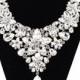 ON SALE Crystal Rhinestone Floral Bib Bridal Statement Necklace,  Crystal Bib Wedding Necklace, Crystal Evening Necklace - E 89