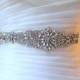 Crystal embellished applique wedding belt.  Bridal beaded rhinestone ribbon sash. ANASTASIA