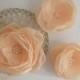 Peach Orange Pastel Peach fabric Flower in handmade, Bridal hair flower, Bridesmaids accessory, Hair Shoe clip, Brooch, Weddings Gift, Set