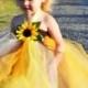 Sunflower Tutu Dress..... Wedding Sunflower Flower Girl Dress....Birthday Tutu Dress.....Pageant Dress....Photo Shoot Tutu Dress