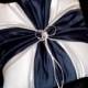 Navy Blue And Silver White or Ivory Wedding Ring Bearer Pillow