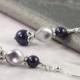 Blue Pearl Earrings Gray Wedding Jewelry Sterling Silver Earrings Bridal Collection