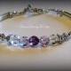 FIVE Piece Bridesmaid Gift Set: Amethyst Crystal Bracelet, Purple Beaded Bracelet, Crystal AB Jewelry, Light Amethyst, Bridal Jewelry, Bride