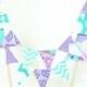 Wedding Banner Cake Topper, Party Mini Cake Bunting, Birthday Party, Baby, Bridal Shower Banner, Wedding Cake Topper, Purple, Mint, Teal