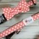 Coral Polka Dot Bow Tie For Dog Optional Leash