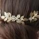 Antique Gold Wedding Headpiece Leaf Head Piece Bridal Hair Comb Swarovski Golden Shadow Crystal Leaf Hair Vine Bridal Hair Accessory STACEY