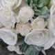 Sola Flower and Faux Succulent Bridal Bouquet - Keepsake Bridal Bouquet - Ivory Bridal Bouquet