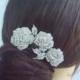 Wedding Hair Comb, Bridal Hair Comb, Bridal Hair Accessories, Bridal Flower Hair Comb w Rhinestone Crystal, Bridesmaid Jewelry, HSE03612C1