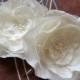Ivory bridal flower hair clips (set of 2), bridal hairpiece, bridal hair flower, wedding hair accessories, wedding hair flower