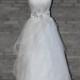 One-shoulder Wedding Dress, Ivory Bridal Gown with Sash,  A-line Wedding gown