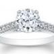 Platinum diamond cathedral engagement ring 0.30 ctw G-VS2 quality with 1ct natural round white sapphire center