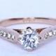 ON SALE! 18ct Rose gold Solitaire accent ring with white created diamonds - engagement ring - cocktail ring
