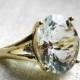 Aquamarine Engagement Ring, 4.5 Ct Aquamarine Engagement Ring 14K Gold, Diamond Aquamarine Ring March Birthday