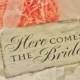 VINTAGE WEDDING/Here Come The Bride Sign/Wood Sign/White and Black/Decor