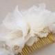 Fall Wedding Hair Accessories, Lace and Pearls, Pure Silk Flower Bridal Hair Accessories, Floral Bridal Headpiece, Ivory Wedding Headpiece