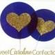 Navy and Gold Wedding Favors, Heart Lollipops, Gold Favors, Gold Wedding Favor, Lollipops, Sweet Caroline Confections- -Set of Six - New