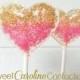 Hot Pink and Gold Ombre Heart Lollipops