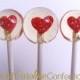 Red Heart Lollipops, Lollipops, Wedding Favors, Hard Candy Lollipops, Candy, Lollipops, Sweet Caroline Confections-Set of Six - New