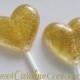 Gold Heart Lollipops Wedding Favors