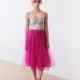 Fuchsia Pink Skirt , Tulle Midi Skirt , Pink Tulle Skirt, Bridesmaids Pink Skirts , Pink Adult Tutu Skirt