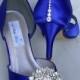 Wedding Shoes Blue Bridal Shoes with Crystal Bling Design Over 100 Custom Color Choices Blue Wedding Shoes