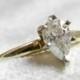 Diamond Engagement Ring .71 Ct Pear Shaped Diamond Ring, Diamond Solitaire Ring Engagement Ring